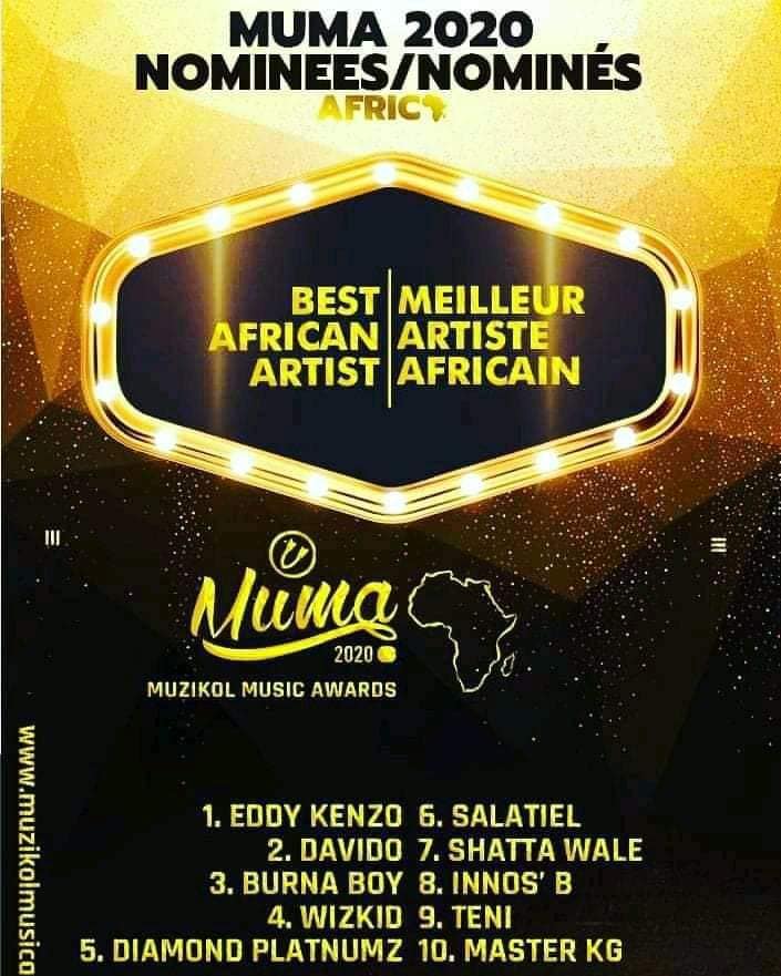 Eddy Kenzo Nominated In Cameroonian Muzikol Music Awards Muma